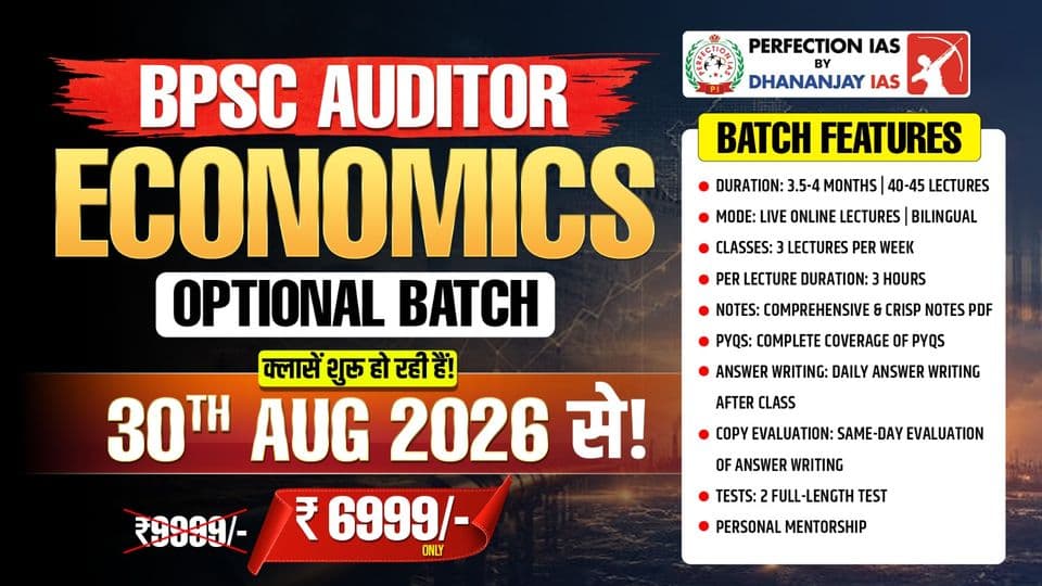 Poster for BPSC Auditor Economics Optional Batch